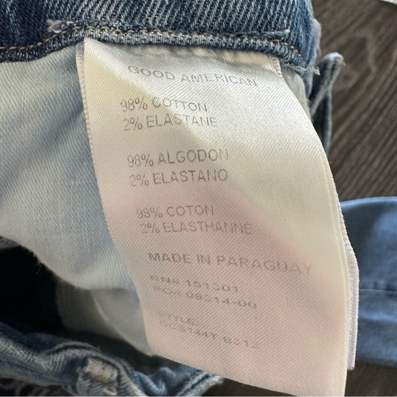 Good American Good Curve Straight Distressed High Rise Stretch Jeans, Size 6/28 - Picture 8 of 10